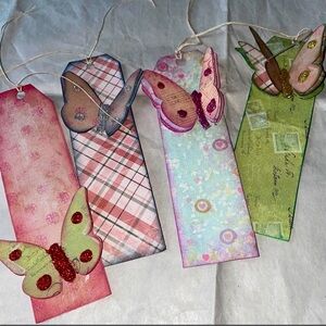 New Handmade Bookmarkers Butterflies Pinks Purple